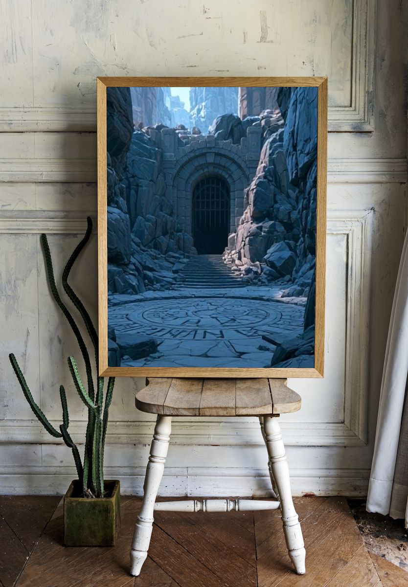 Ancient Stone Gate Fantasy Print. room preview