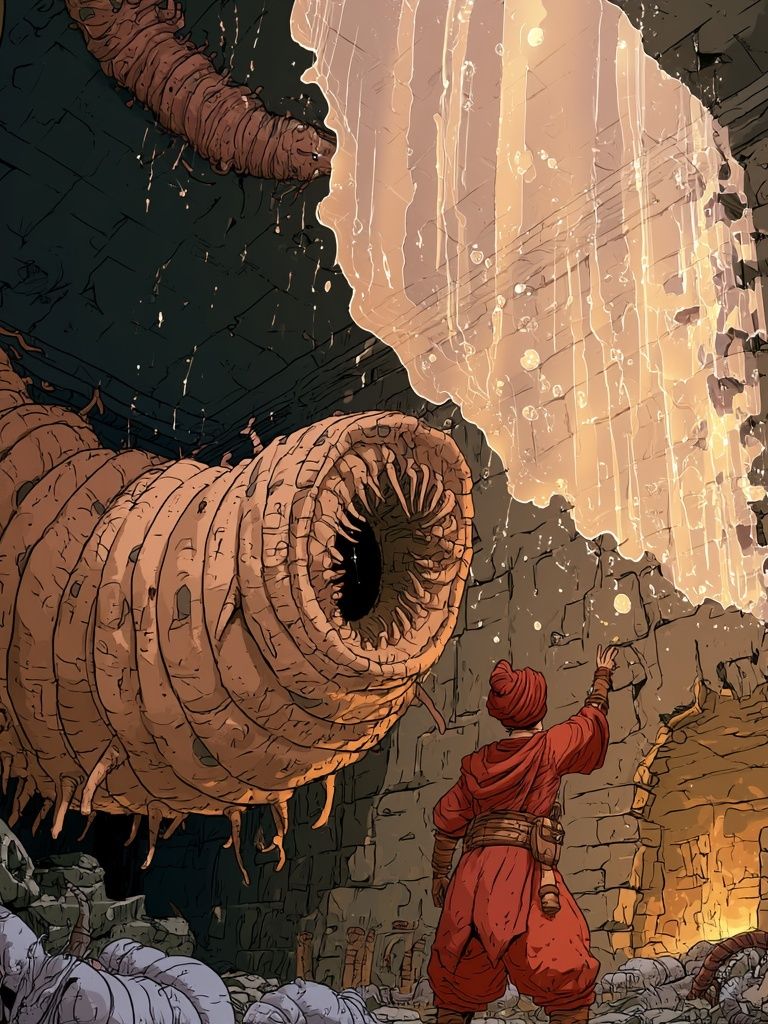 Fantasy Cave Explorer Illustration Poster. poster detail
