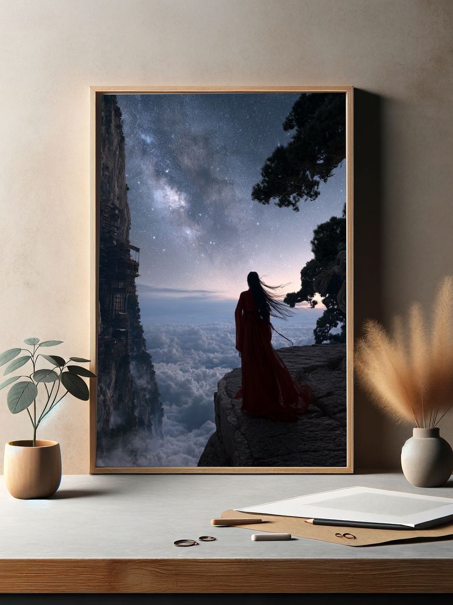 Celestial Cliff Wanderer Print. — room view 2