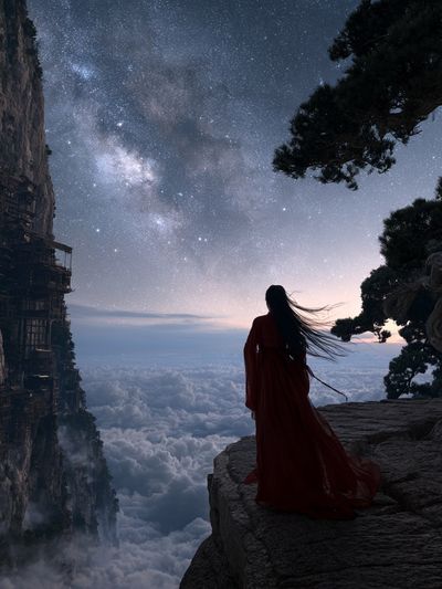 Celestial Cliff Wanderer Print.