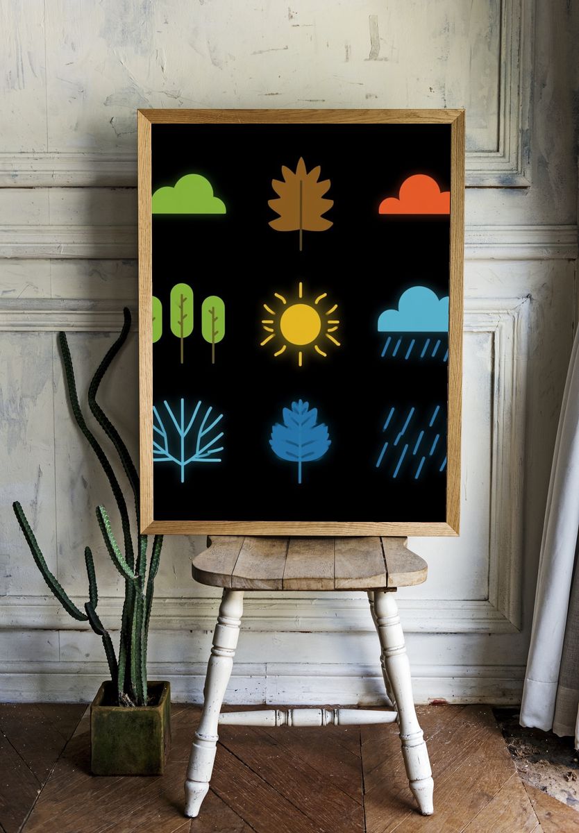 Seasonal Nature Icons Poster. — room view 1