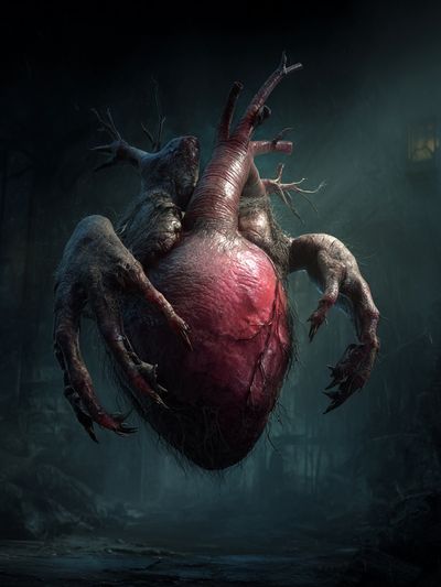 Creepy Heart Creature Horror Print. poster print