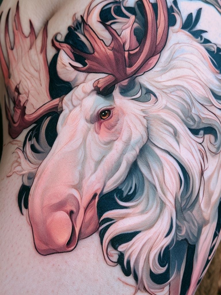 White Unicorn Tattoo Illustration Poster. poster detail