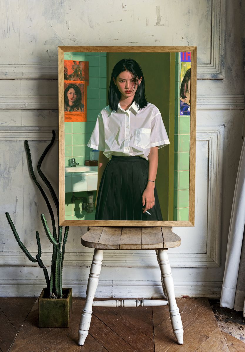 Moody Portrait Illustration Poster. — room view 1