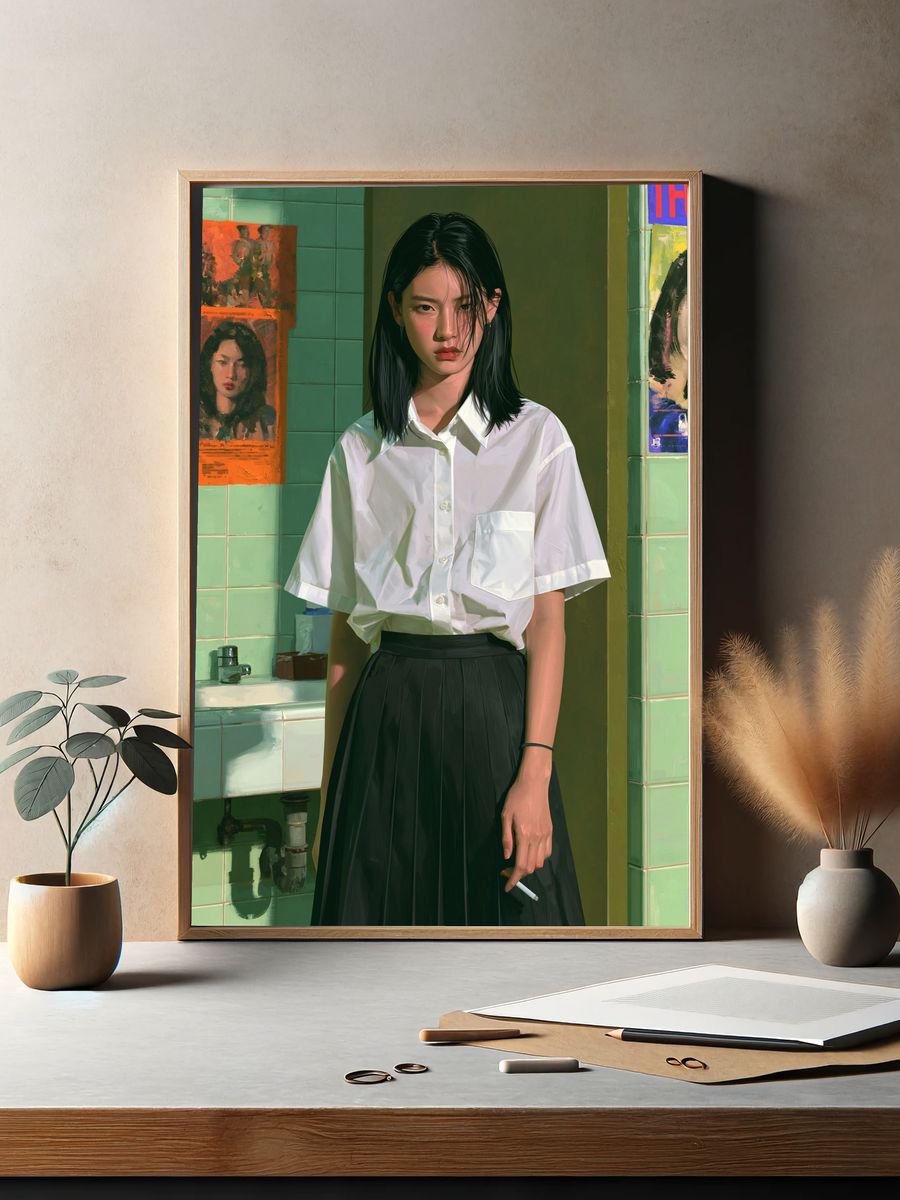 Moody Portrait Illustration Poster. — room view 2