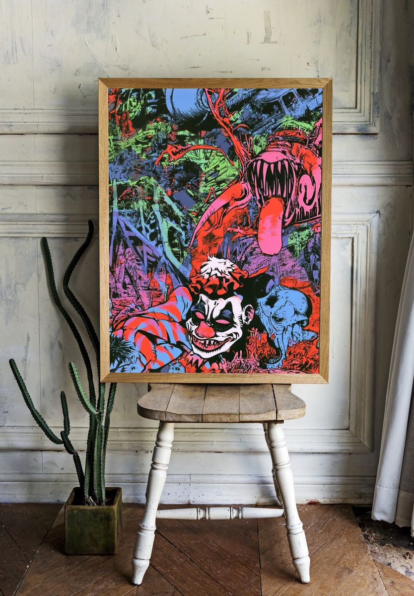 Psychedelic Horror Collage Print. — room view 1