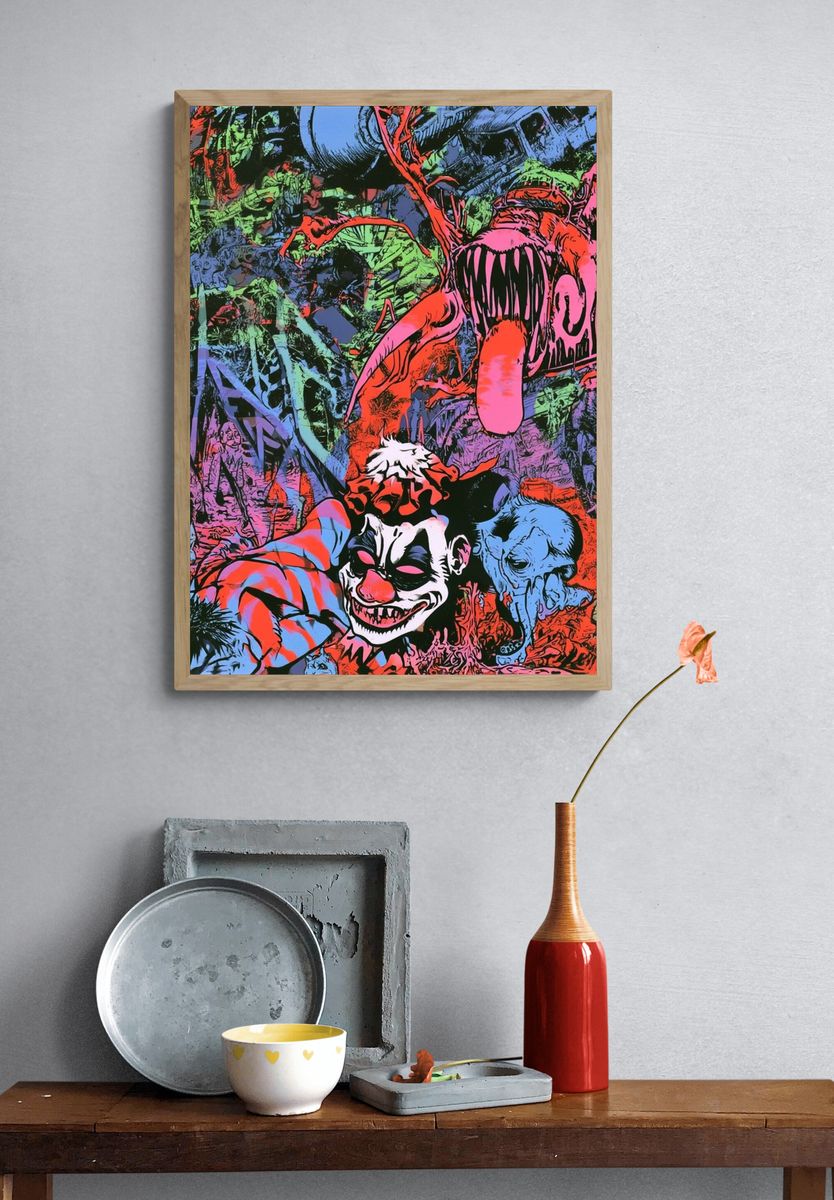 Psychedelic Horror Collage Print. — room view 3
