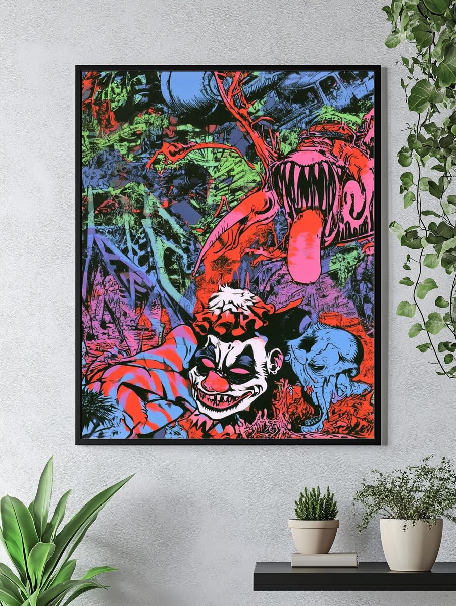Psychedelic Horror Collage Print. — room view 4