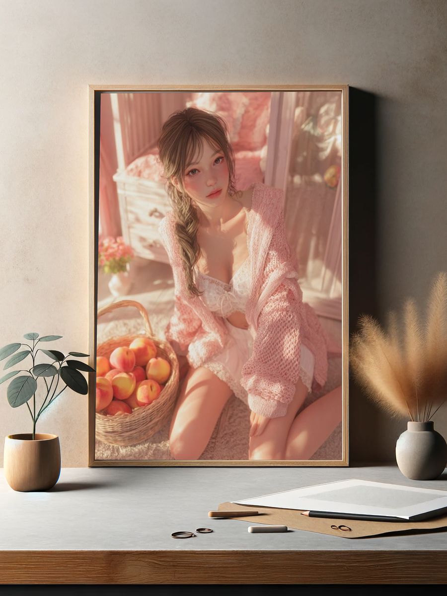 Soft Pink Portrait Print. — room view 2