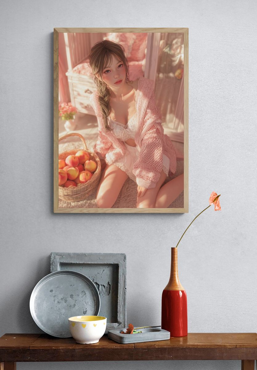 Soft Pink Portrait Print. — room view 3