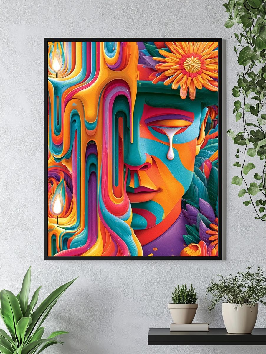 Vintage Bookshelf Watercolor Poster. — room view 4