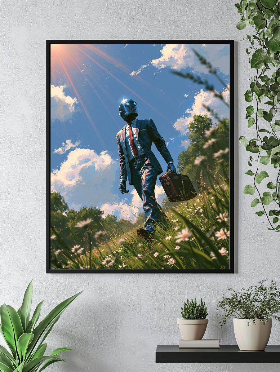Robot in Meadow Sci-Fi Poster. — room view 4