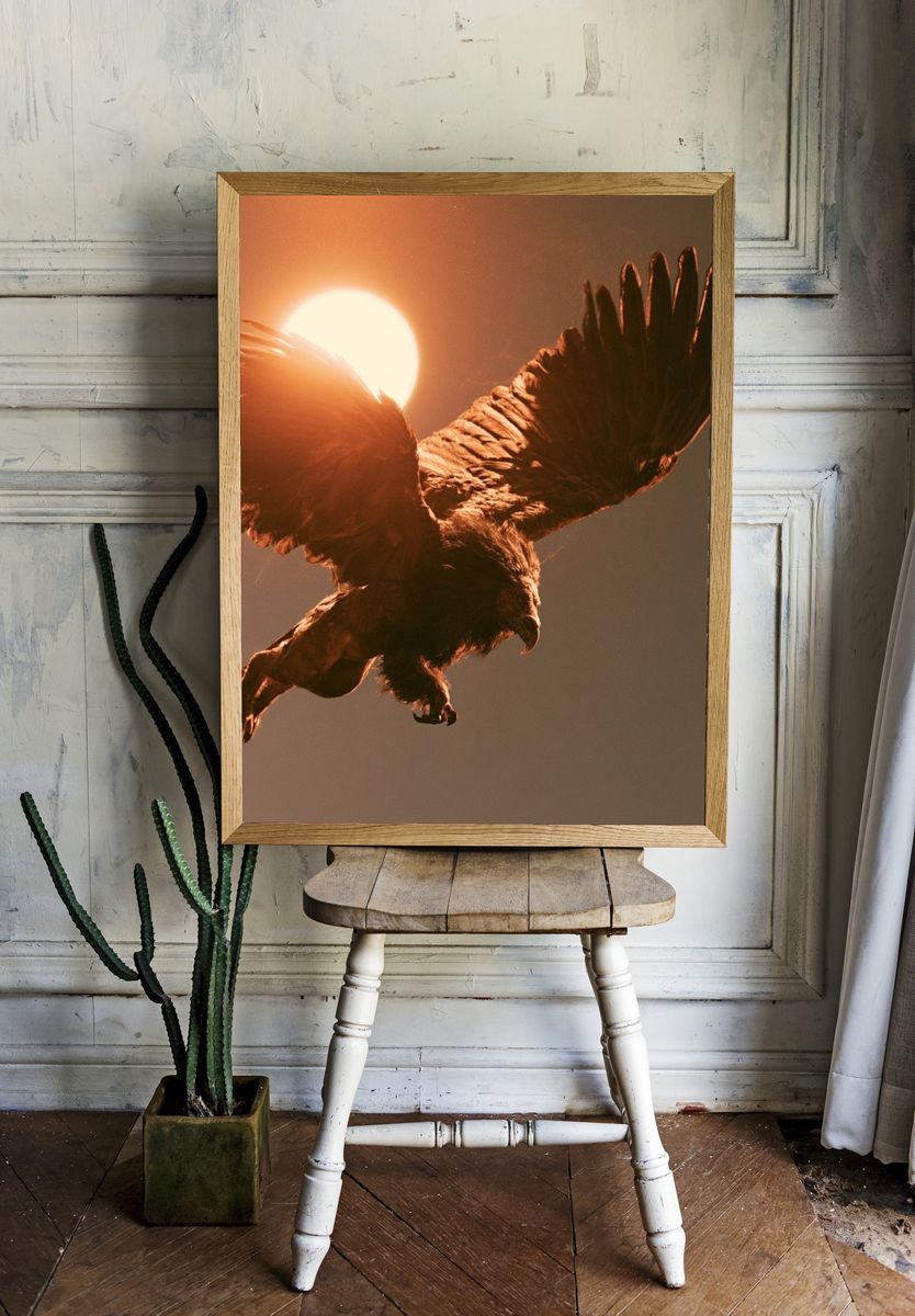 Winged Lion at Sunset Poster. — room view 1