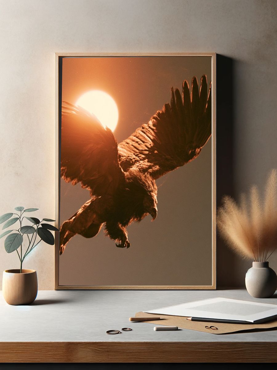 Winged Lion at Sunset Poster. — room view 2