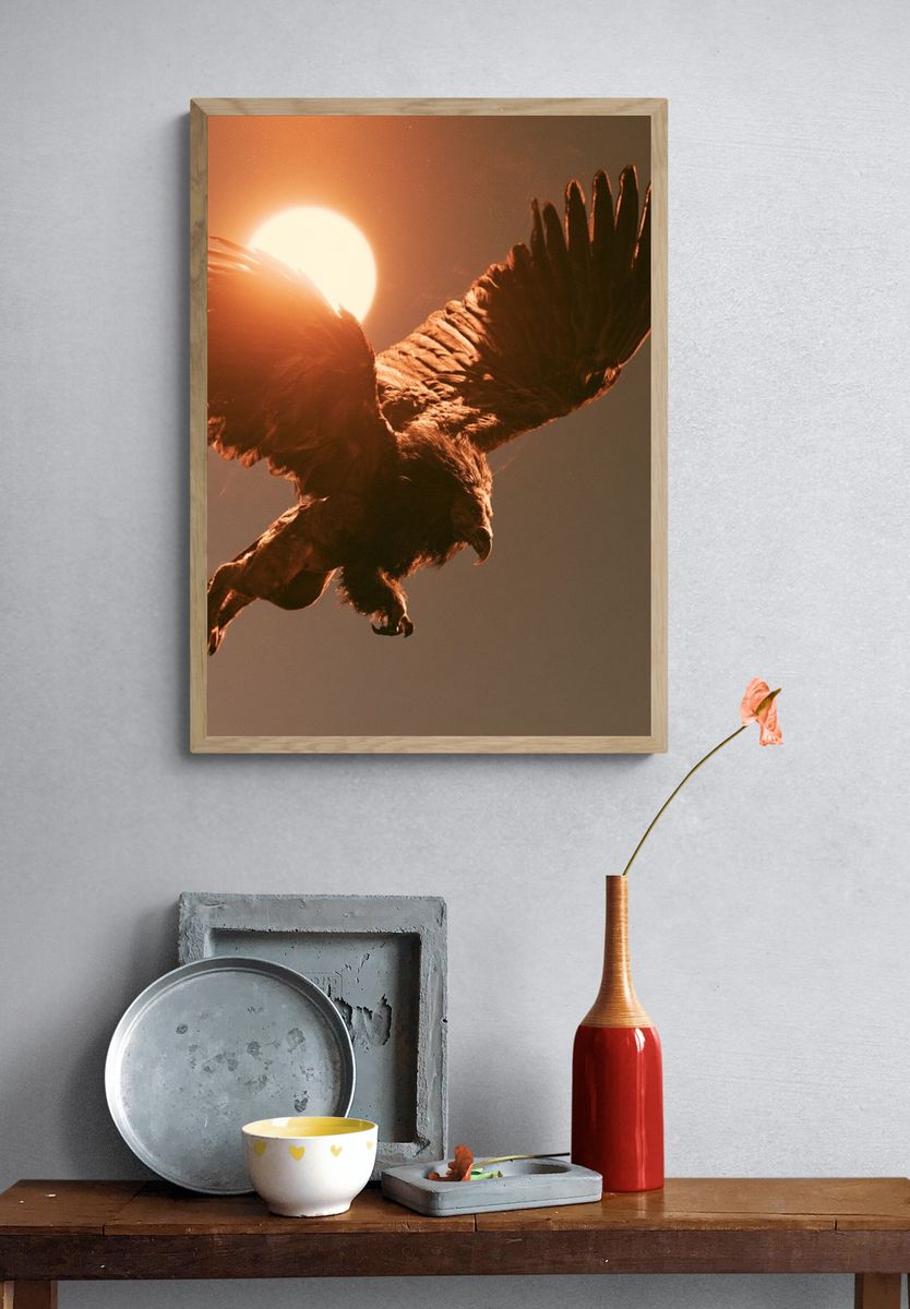 Winged Lion at Sunset Poster. — room view 3