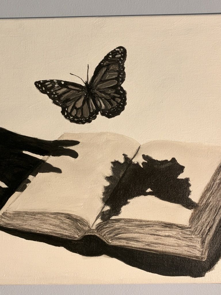 Butterfly and Open Book Illustration Poster. poster — illustration art