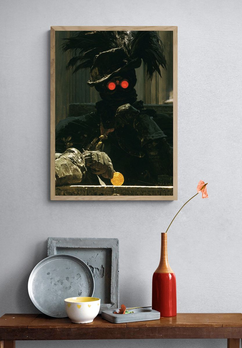 Steampunk Raven Seer Illustration Poster. — room view 3