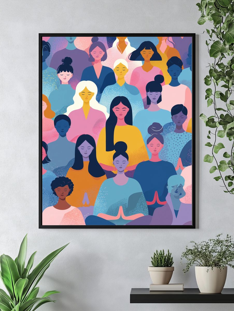 Meditation Women Illustration Poster. — room view 4