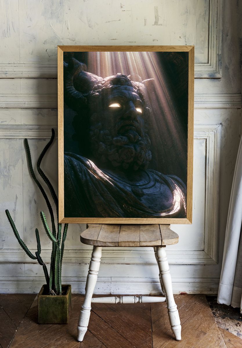 Ancient Stone Guardian Illustration Poster. — room view 1