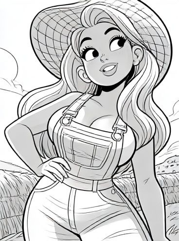 Smiling Girl in Sun Hat Illustration Poster. poster detail