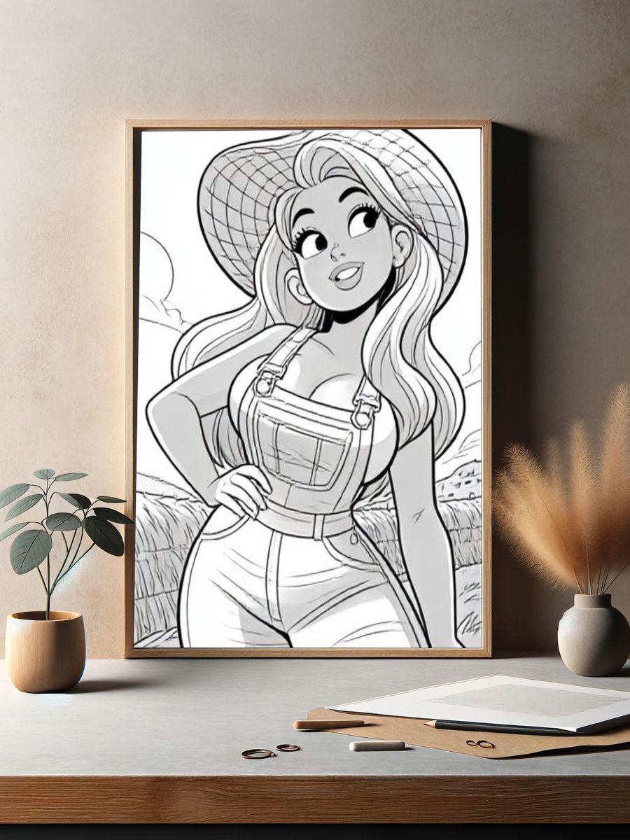 Smiling Girl in Sun Hat Illustration Poster. — room view 2