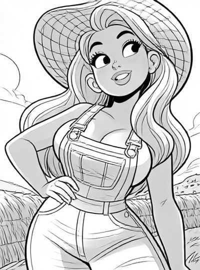 Smiling Girl in Sun Hat Illustration Poster.