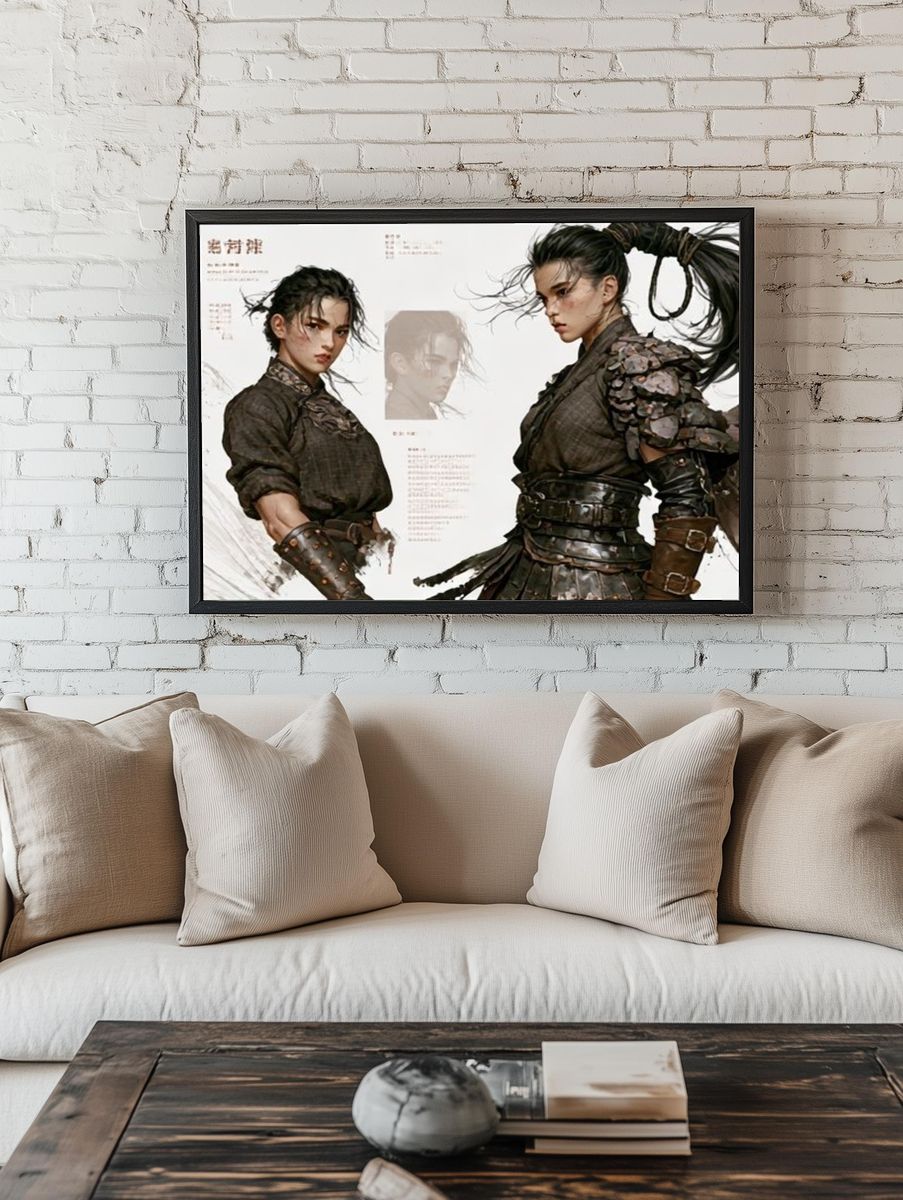 Warrior Portrait Illustration Print. room preview