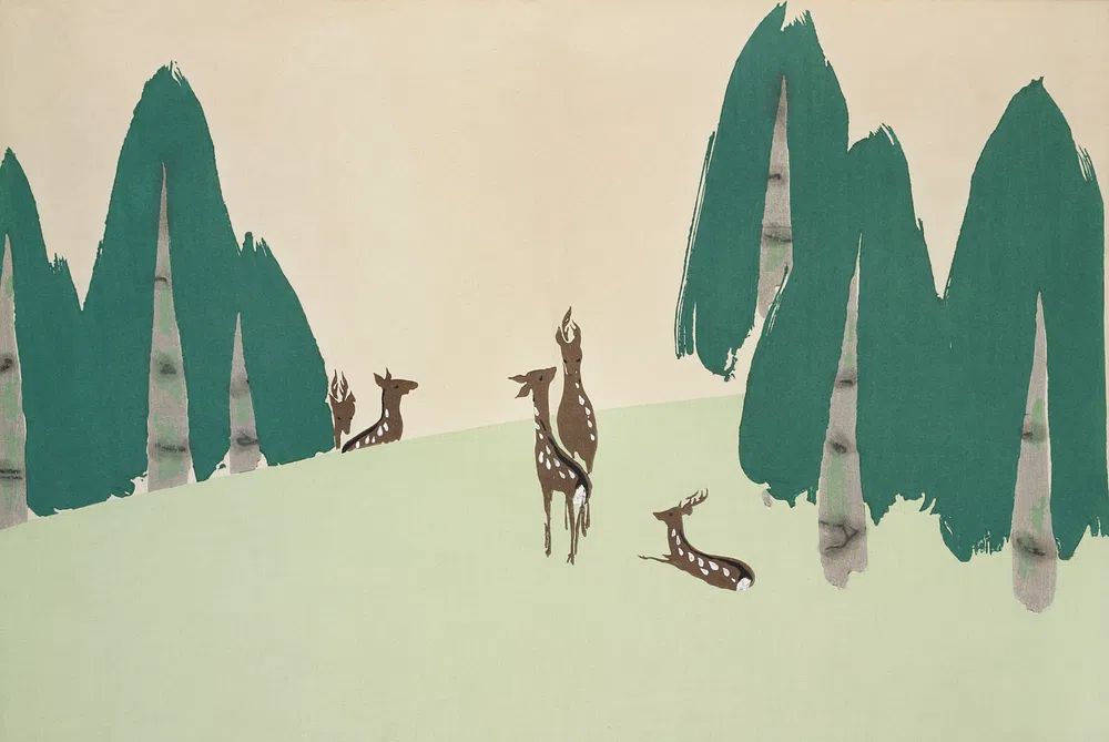 Deer Momoyogusa–Flowers Hundred Generations (1909). poster — illustration art