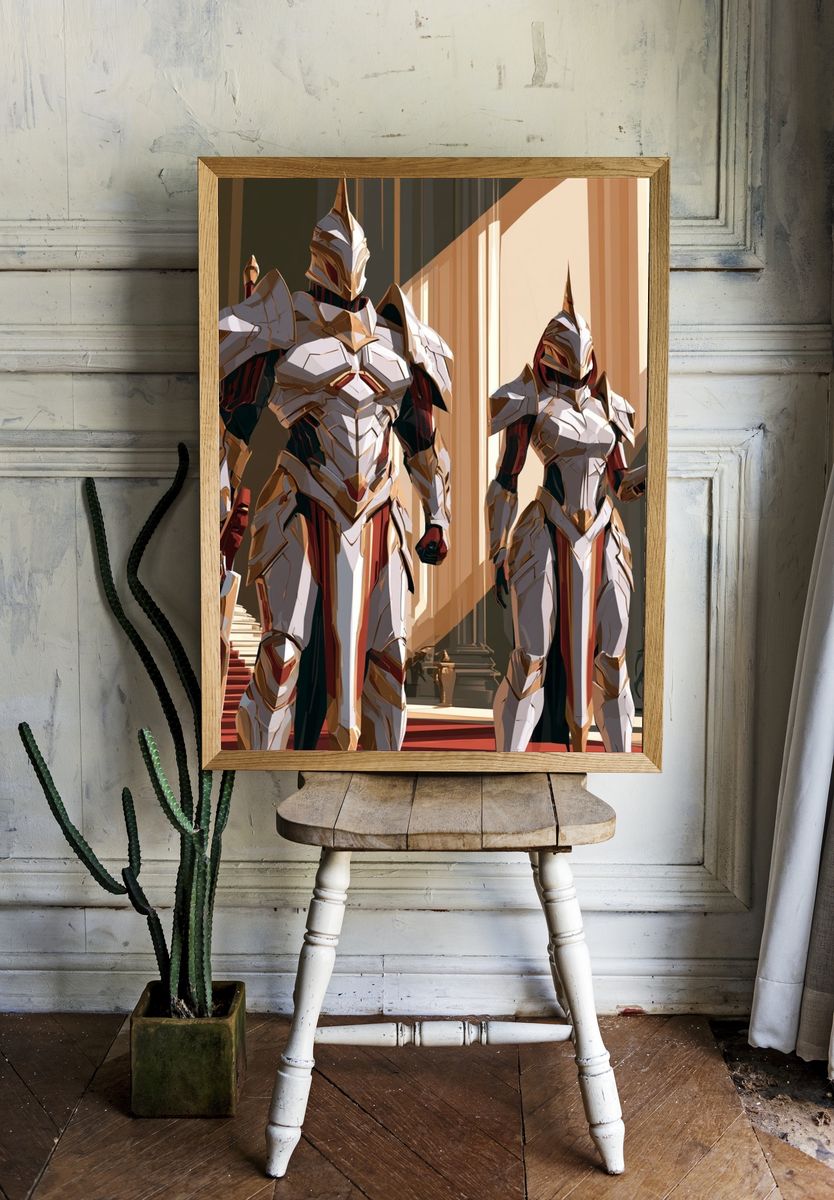 Armored Knights Digital Art Poster. room preview