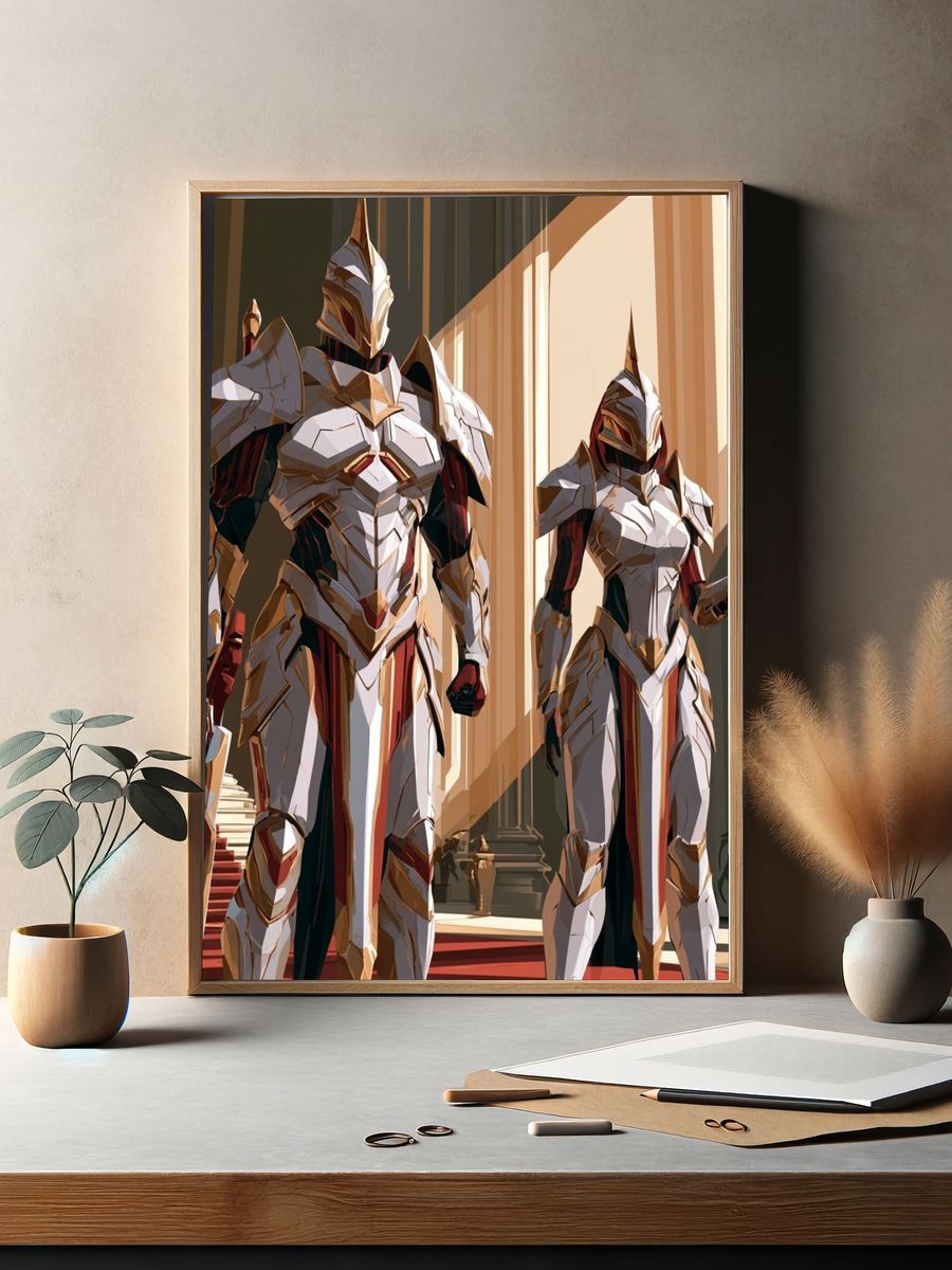 Armored Knights Digital Art Poster. — room view 2