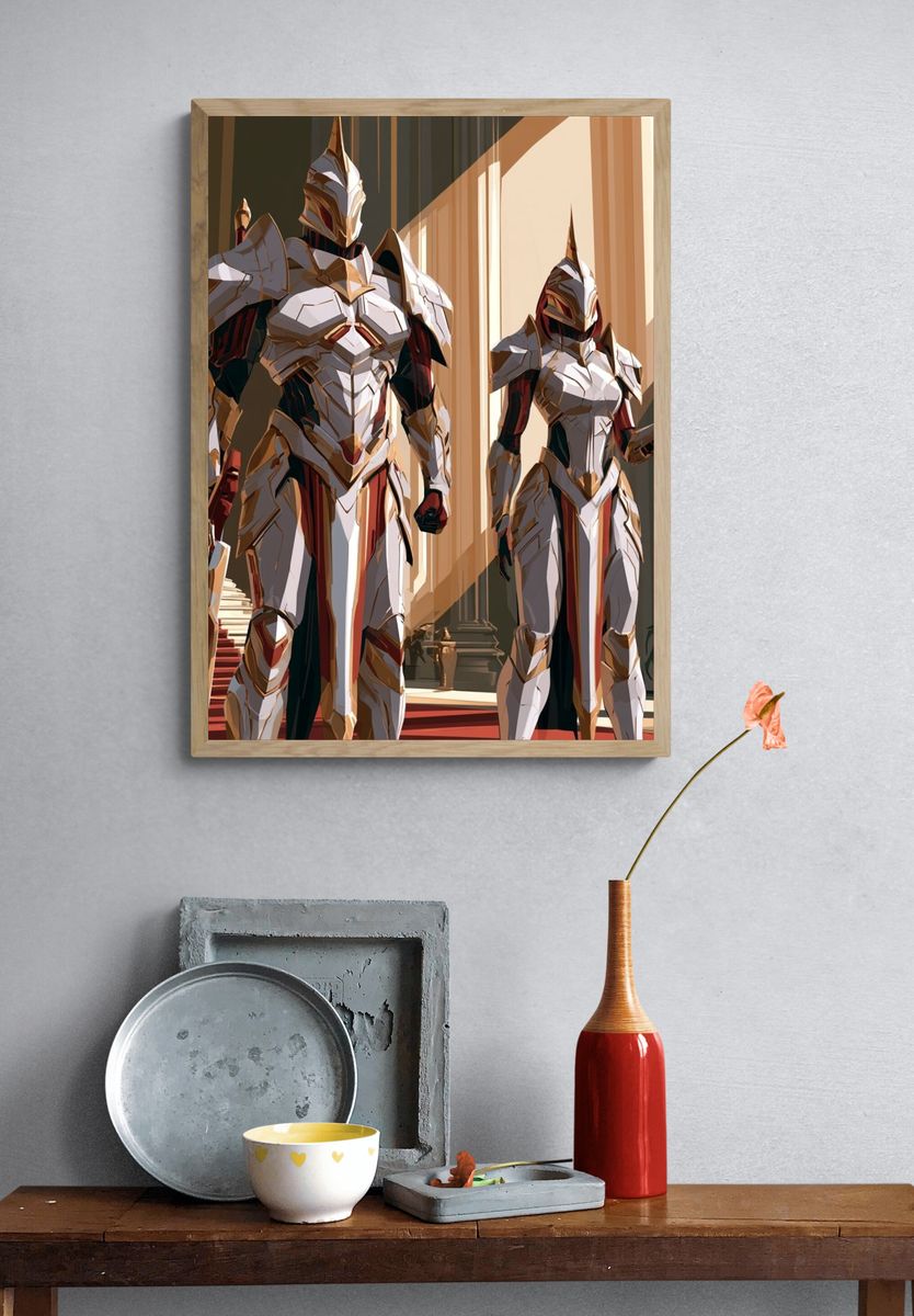 Armored Knights Digital Art Poster. — room view 3