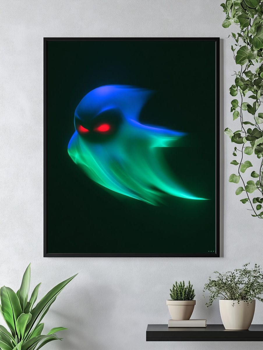 Neon Ghost Abstract Poster. — room view 4