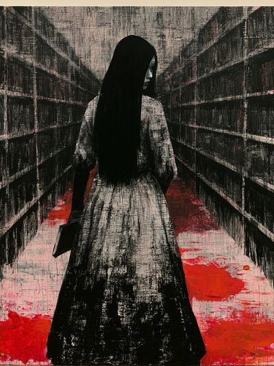 Haunted Hallway Figure Illustration Poster. poster print