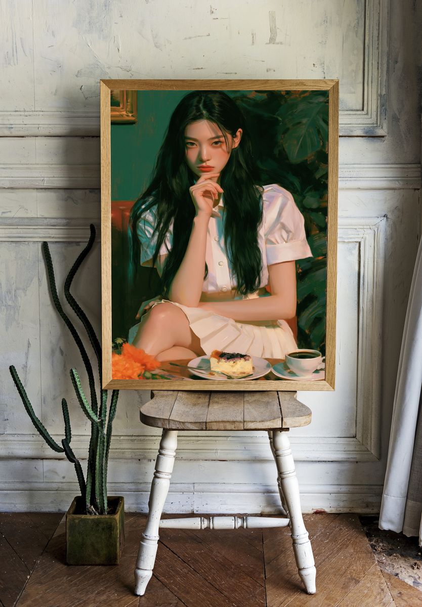 Serene Portrait Illustration Poster. — room view 1