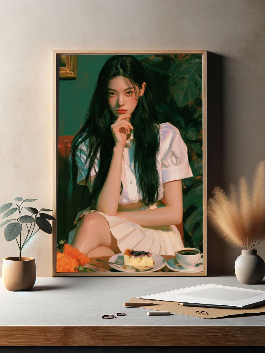 Serene Portrait Illustration Poster. — room view 2