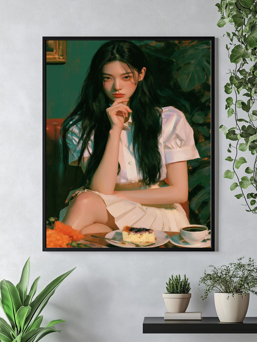 Serene Portrait Illustration Poster. — room view 4