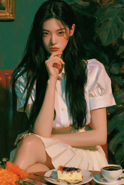 Serene Portrait Illustration Poster. poster