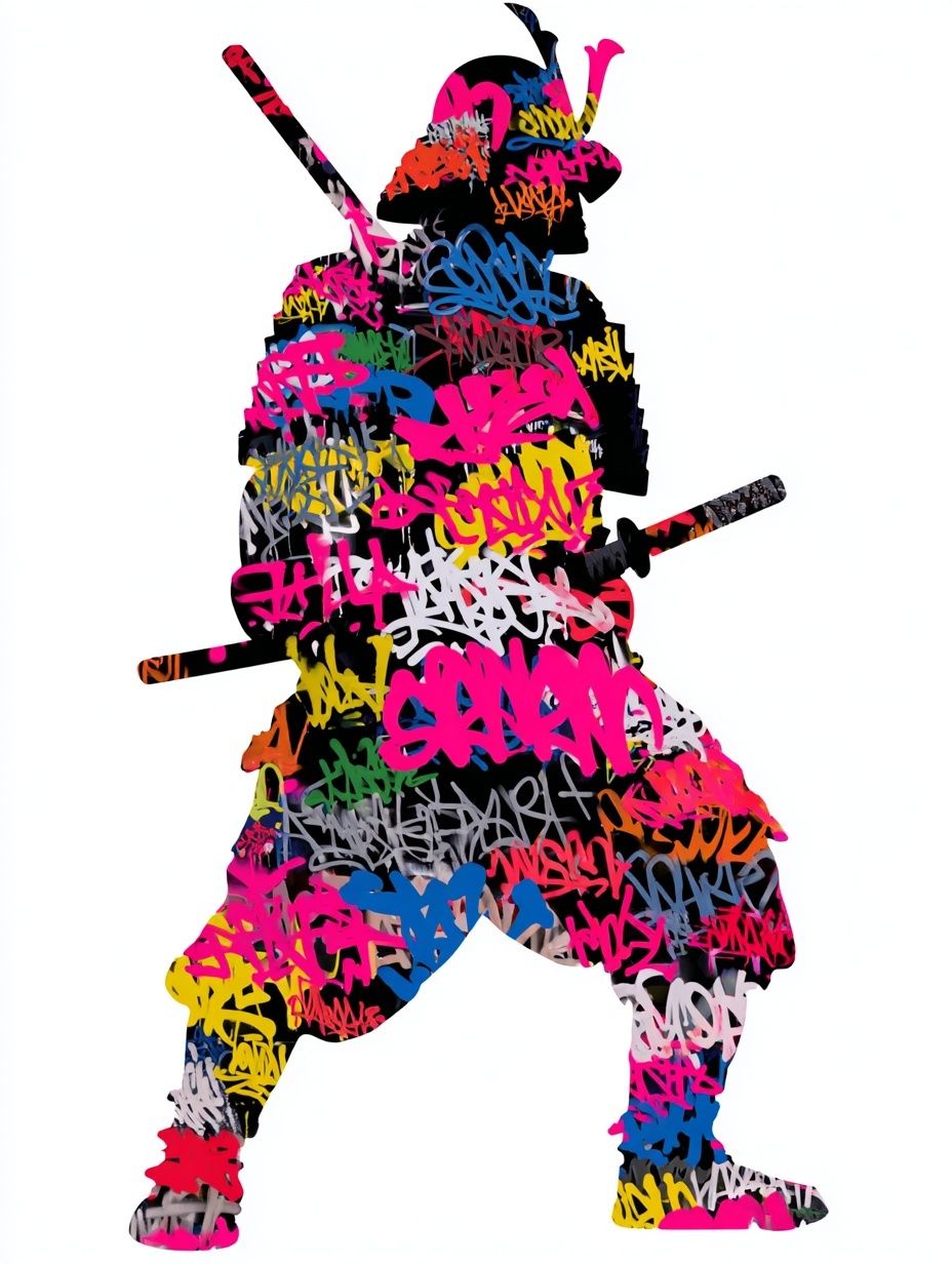 Graffiti Samurai Silhouette Poster. poster detail