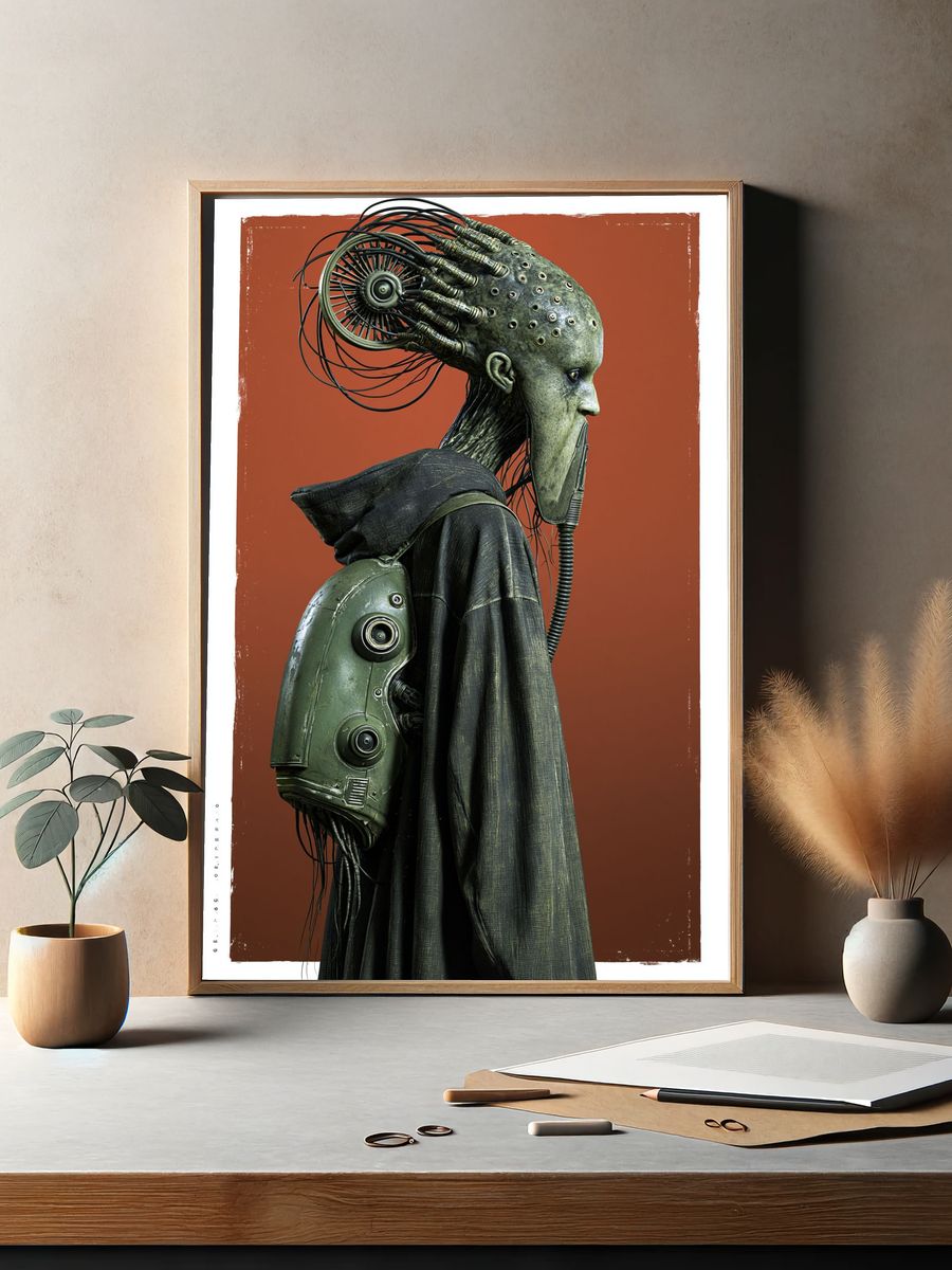 Cybernetic Figure Sci-Fi Poster. — room view 2