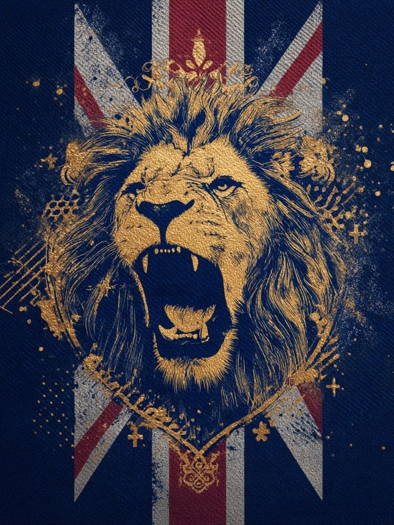 Roaring Lion Union Jack Poster. poster detail