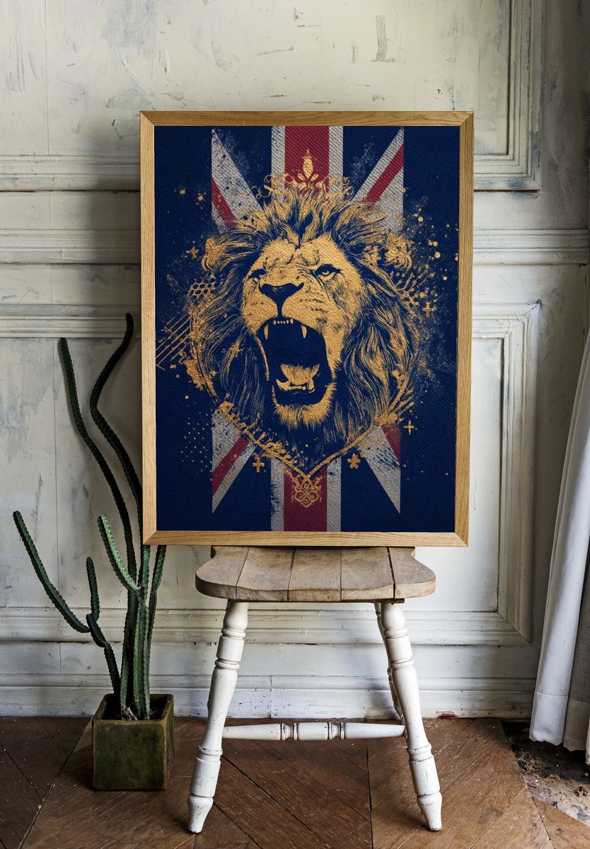 Roaring Lion Union Jack Poster. room preview