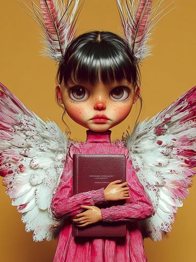 Winged Girl Portrait Illustration Poster.