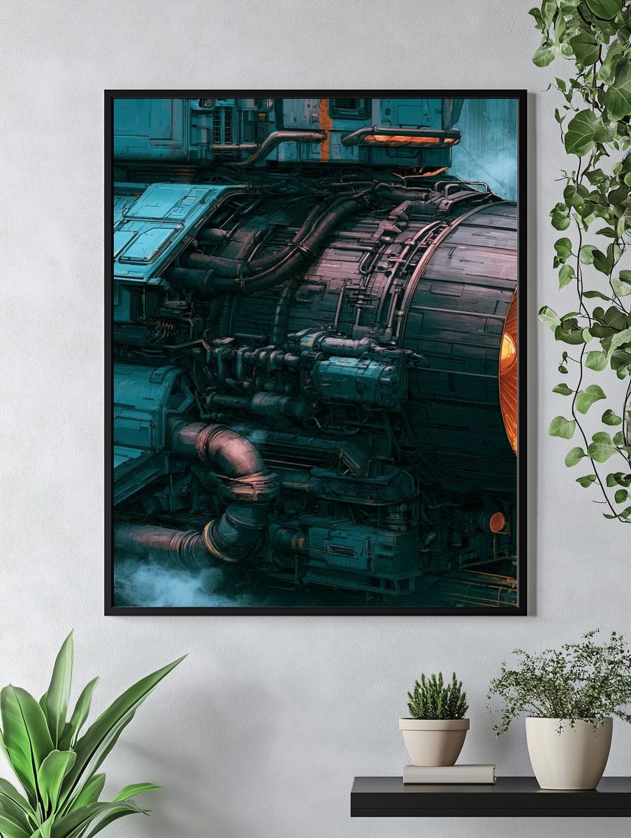 Futuristic Engine Core Illustration Poster. — room view 4