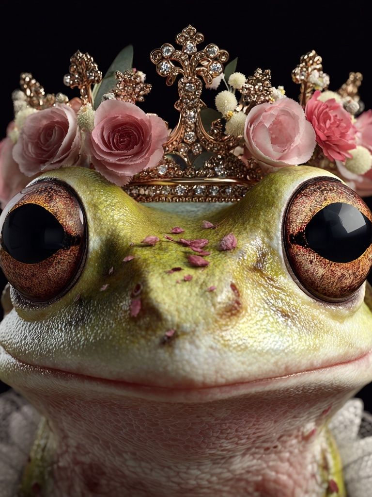 Crowned Frog Portrait Print. poster — illustration art