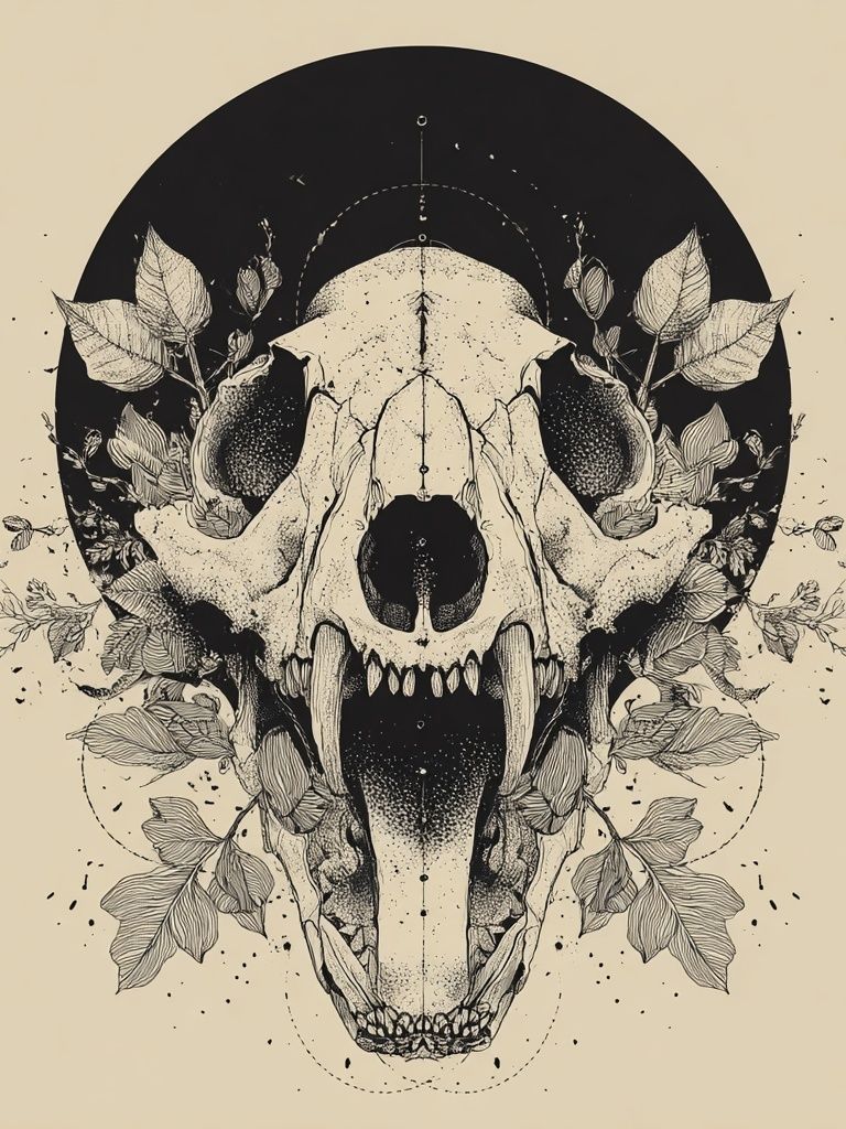 Botanical Skull Illustration Poster. poster detail