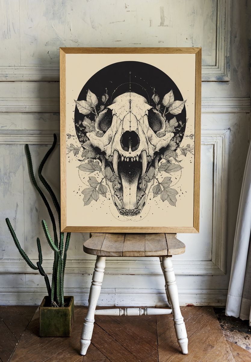 Botanical Skull Illustration Poster room preview