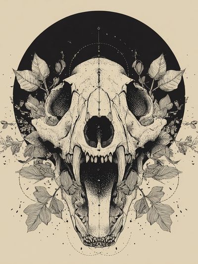 Botanical Skull Illustration Poster. poster