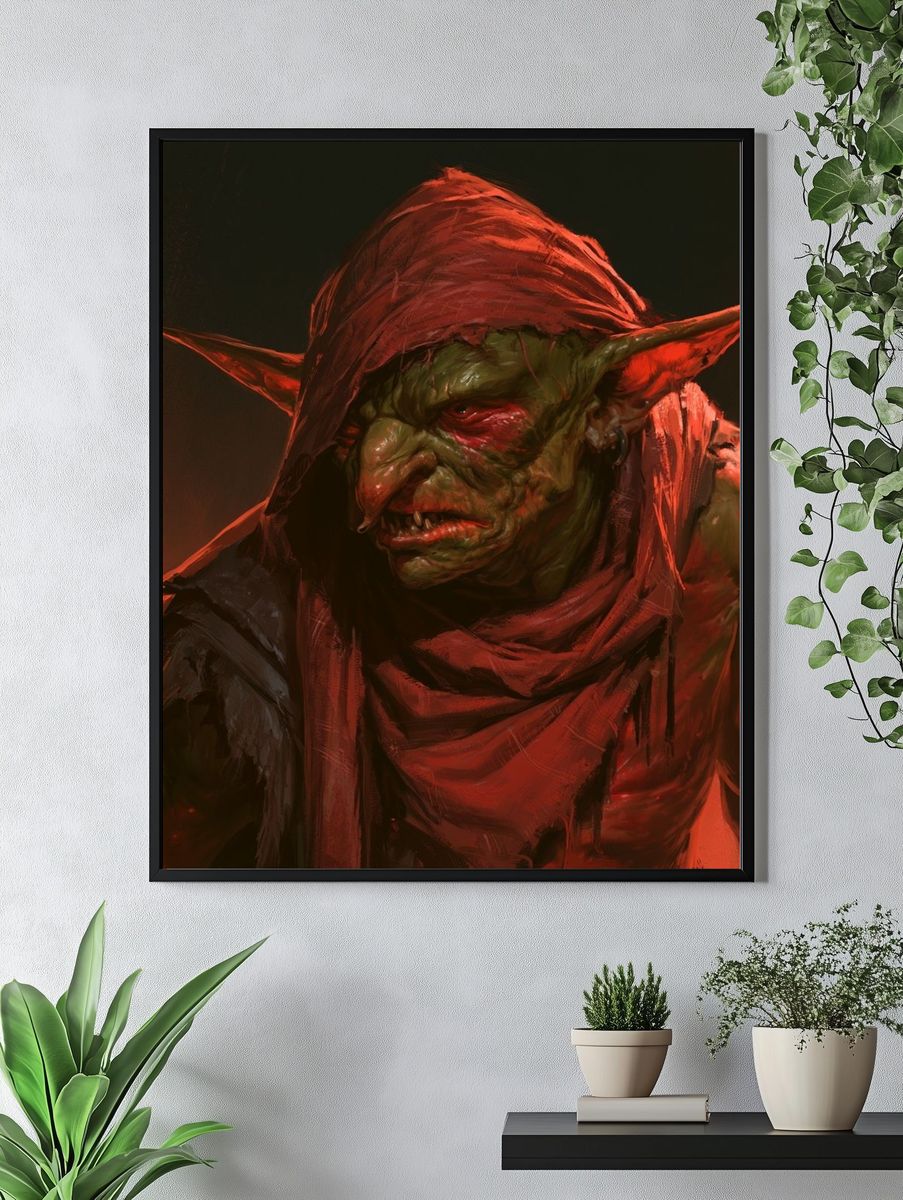 Goblin Warrior Portrait Print. — room view 4