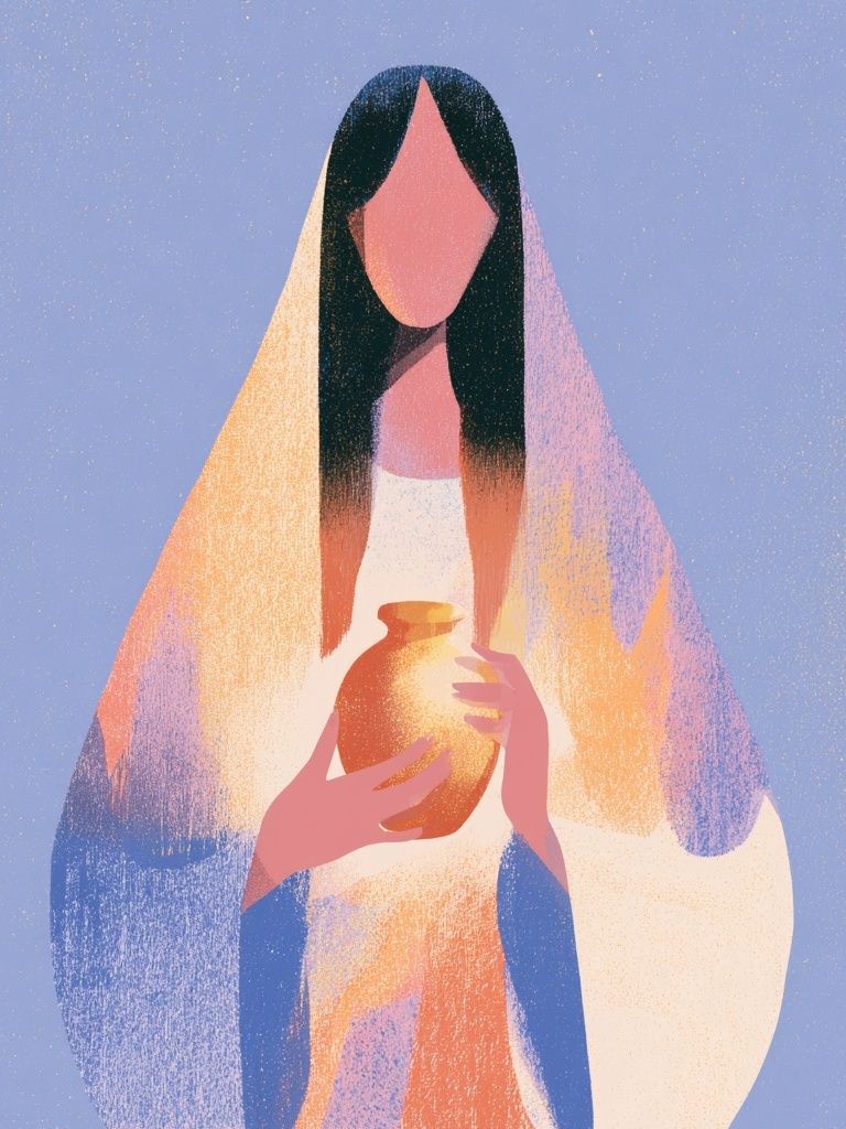 Mystic Figure with Vase Illustration Poster. poster detail