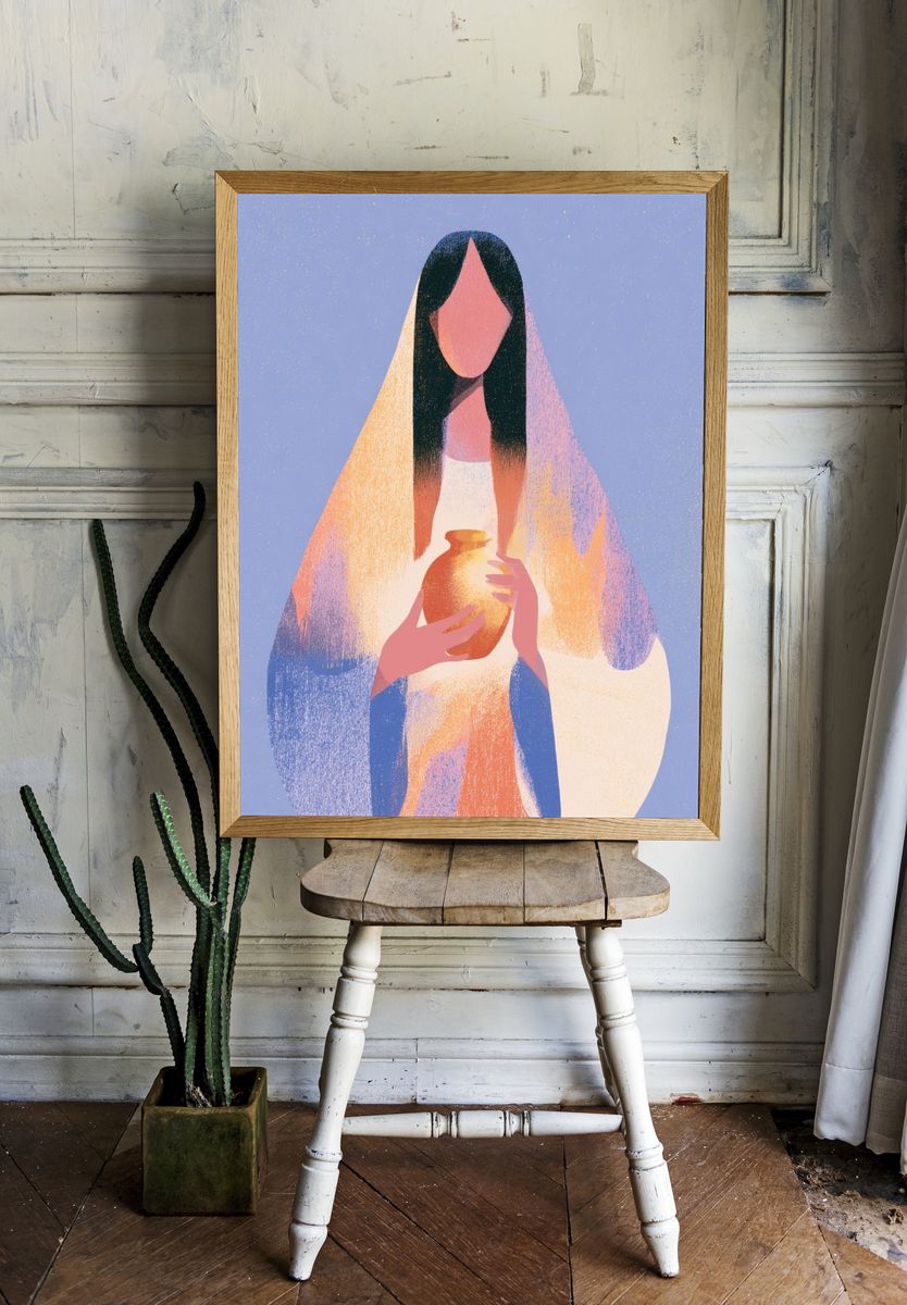 Mystic Figure with Vase Illustration Poster. room preview